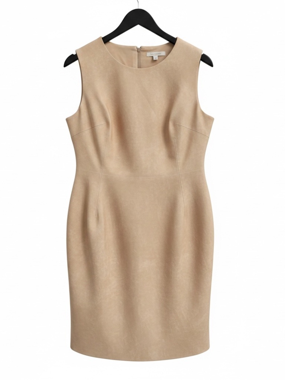 Calvin Klein Nude Beige Faux Leather Sheath Dress Size 14